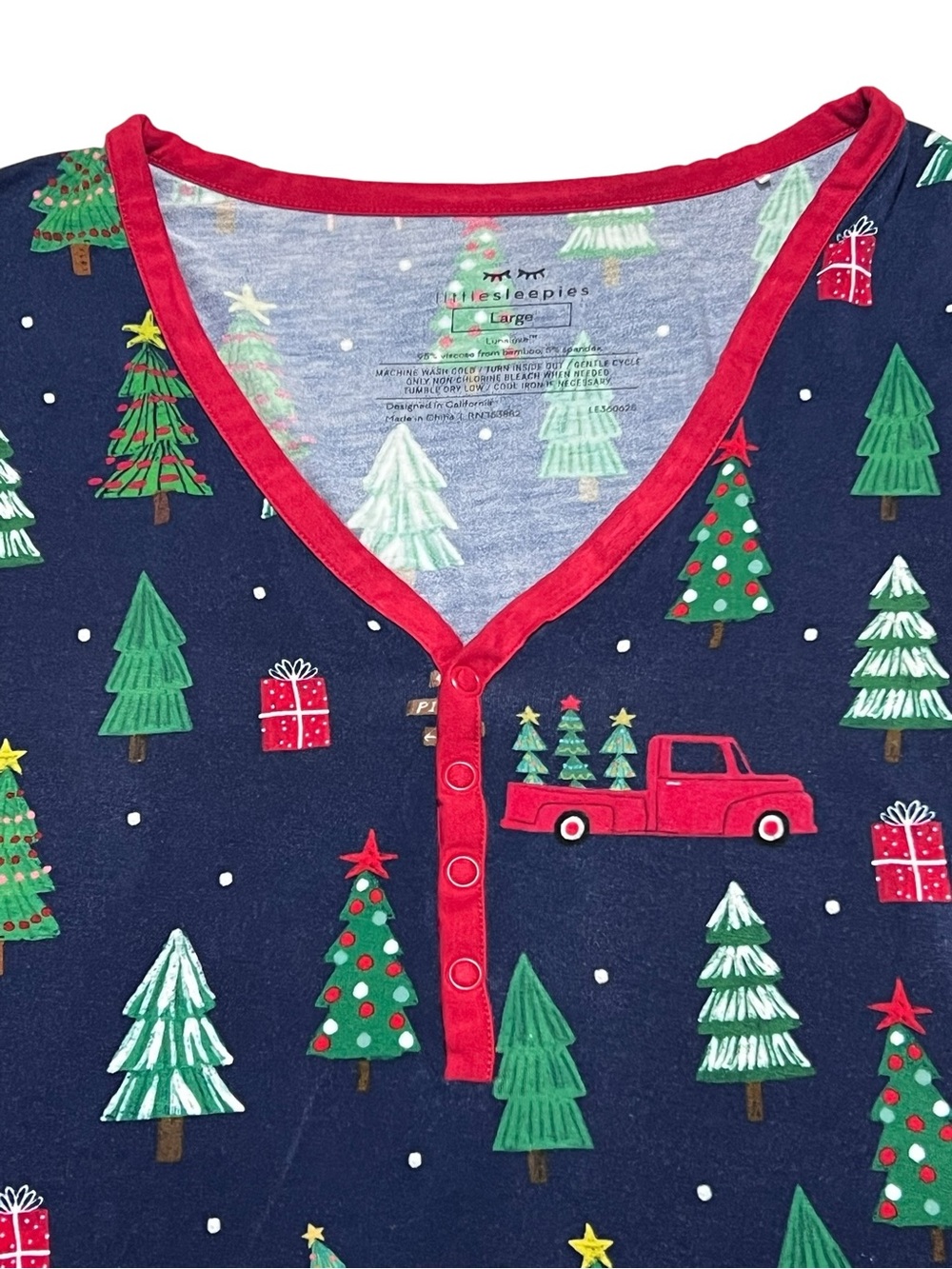 Little Sleepies Pajamas Set Womens Large Christmas Trees Pickup Truck Lunaluxe - Picture 3 of 10